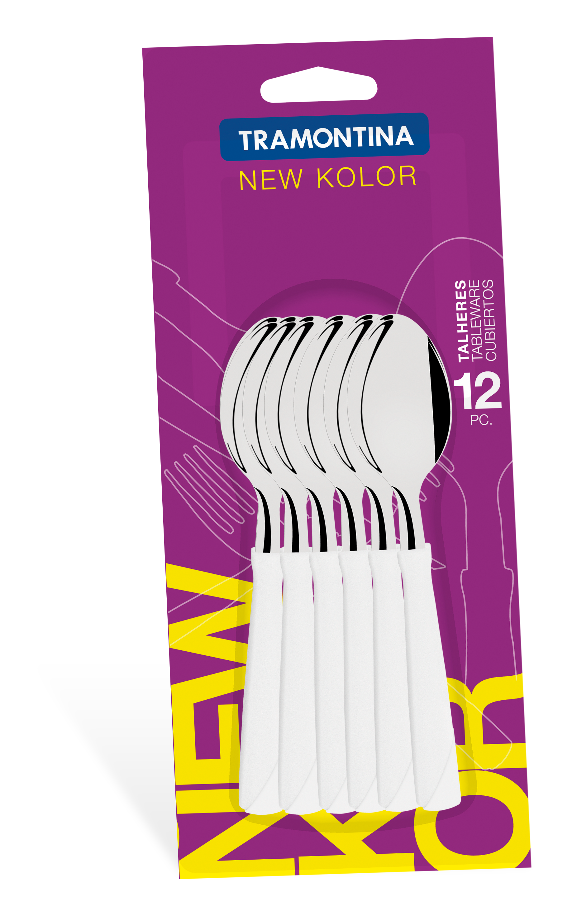 Tramontina new kolor stainelss steel tea spoon 12pcs